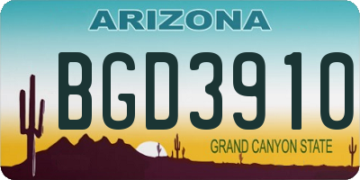 AZ license plate BGD3910
