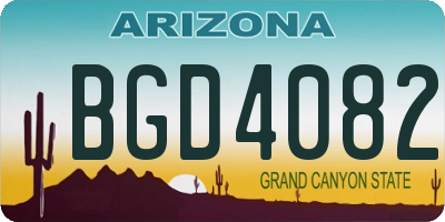 AZ license plate BGD4082