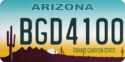 AZ license plate BGD4100