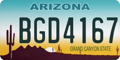 AZ license plate BGD4167