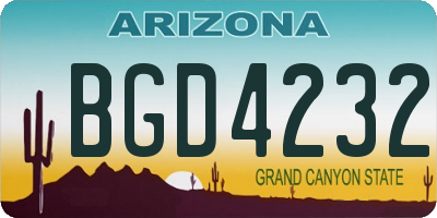 AZ license plate BGD4232
