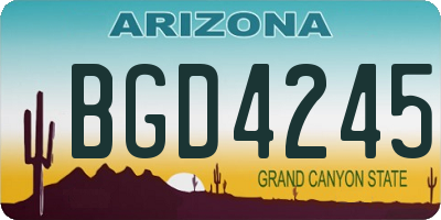 AZ license plate BGD4245