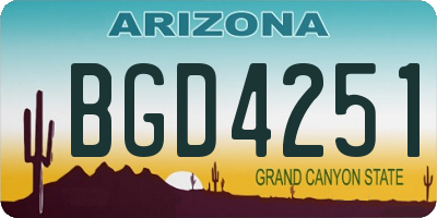 AZ license plate BGD4251