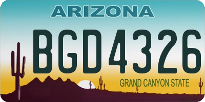 AZ license plate BGD4326