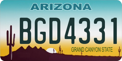 AZ license plate BGD4331
