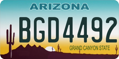 AZ license plate BGD4492