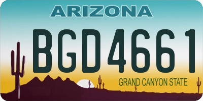 AZ license plate BGD4661