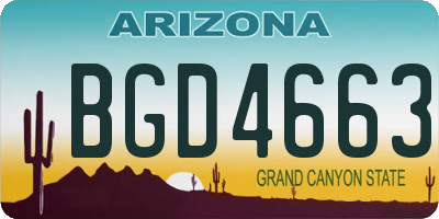 AZ license plate BGD4663