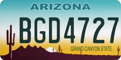 AZ license plate BGD4727