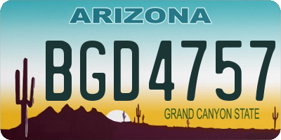AZ license plate BGD4757