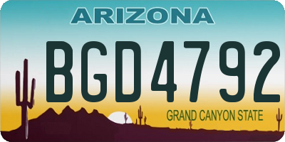 AZ license plate BGD4792
