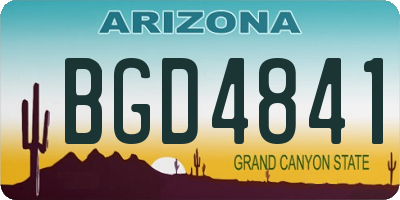 AZ license plate BGD4841
