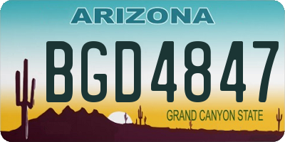 AZ license plate BGD4847