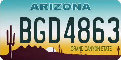 AZ license plate BGD4863