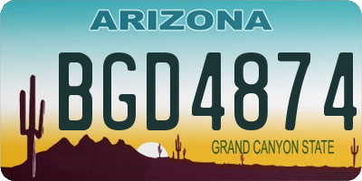 AZ license plate BGD4874