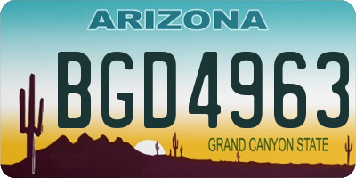 AZ license plate BGD4963