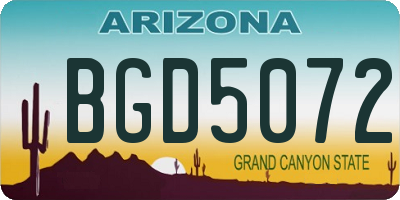 AZ license plate BGD5072