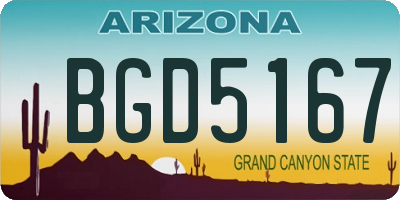 AZ license plate BGD5167