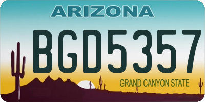 AZ license plate BGD5357