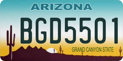 AZ license plate BGD5501