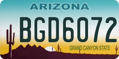 AZ license plate BGD6072