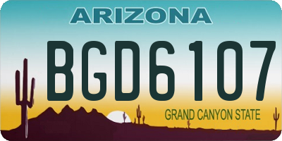 AZ license plate BGD6107