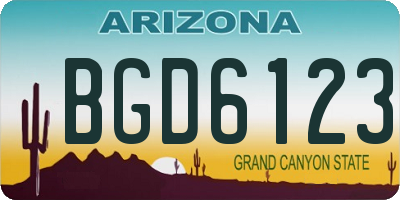 AZ license plate BGD6123