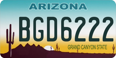 AZ license plate BGD6222