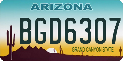 AZ license plate BGD6307