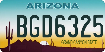 AZ license plate BGD6325