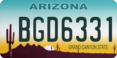 AZ license plate BGD6331