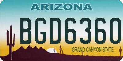 AZ license plate BGD6360
