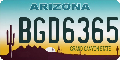 AZ license plate BGD6365