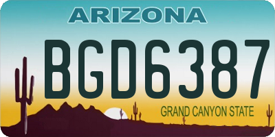 AZ license plate BGD6387