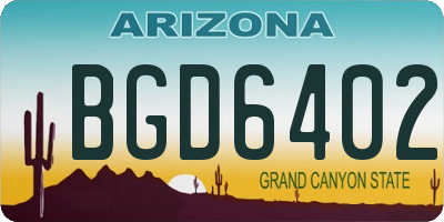 AZ license plate BGD6402