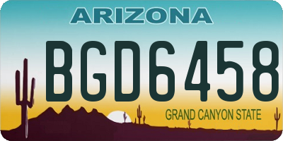 AZ license plate BGD6458