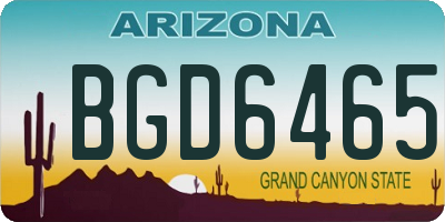 AZ license plate BGD6465