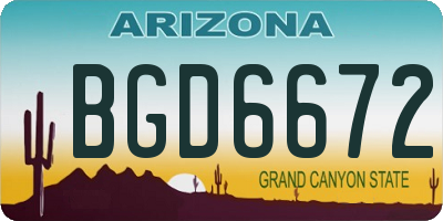 AZ license plate BGD6672