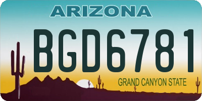 AZ license plate BGD6781