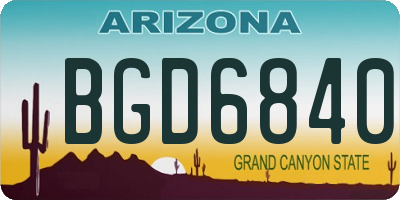 AZ license plate BGD6840