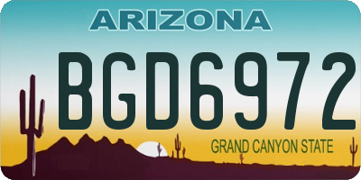 AZ license plate BGD6972