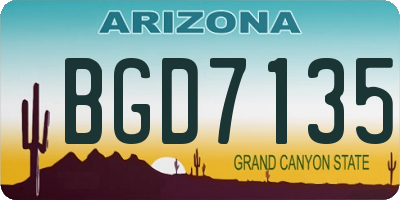AZ license plate BGD7135
