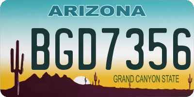 AZ license plate BGD7356