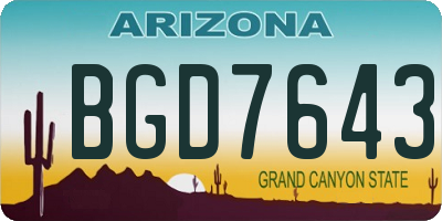 AZ license plate BGD7643