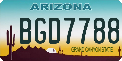 AZ license plate BGD7788