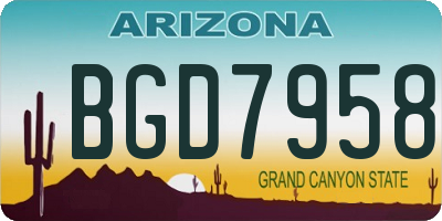 AZ license plate BGD7958