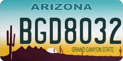 AZ license plate BGD8032