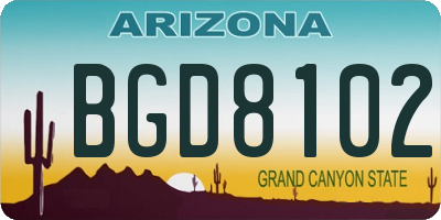 AZ license plate BGD8102
