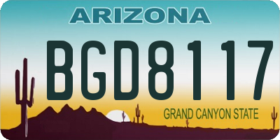 AZ license plate BGD8117