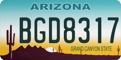 AZ license plate BGD8317